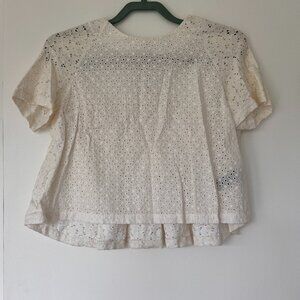 Suno lace/ eyelette ss top
